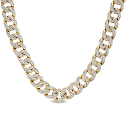 1 CT. T.W. Diamond Cuban Link Chain Necklace in Sterling Silver with 14K Gold Plate – 22&quot;