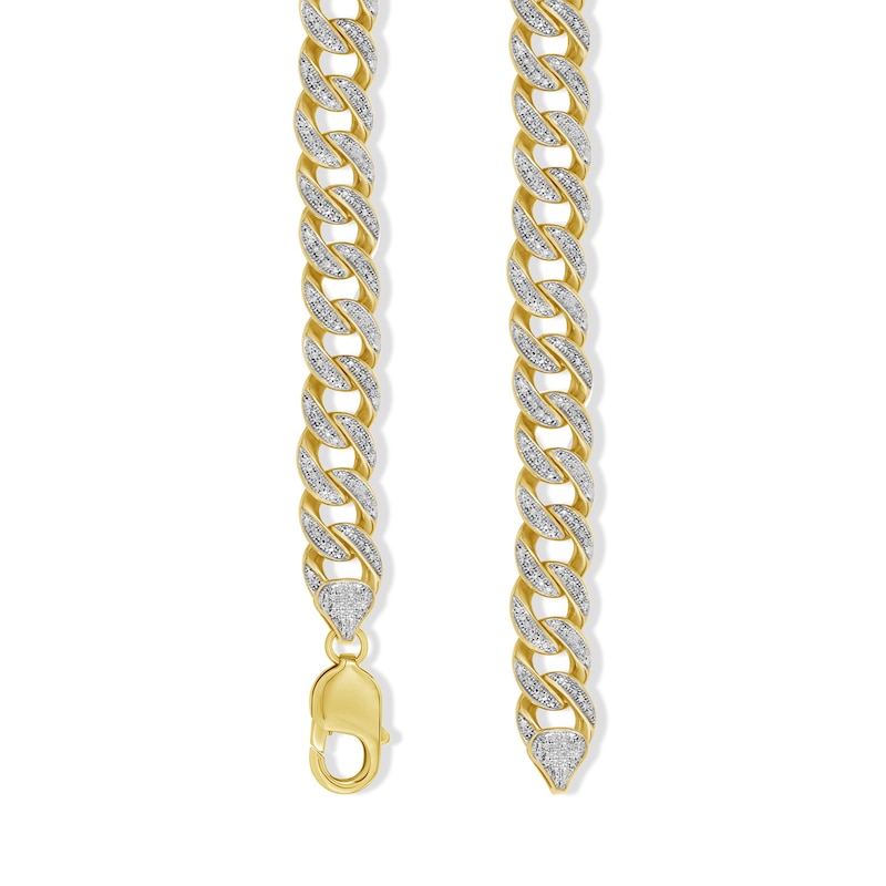 Main Image 3 of 1 CT. T.W. Diamond Cuban Link Chain Necklace in Sterling Silver with 14K Gold Plate – 22&quot;