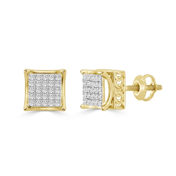 1/6 CT. T.W. Composite Diamond Square Stud Earrings in 10K Gold