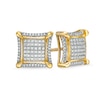 Thumbnail Image 0 of 1/3 CT. T.W. Composite Diamond Frame Concave Square Stud Earrings in 10K Gold