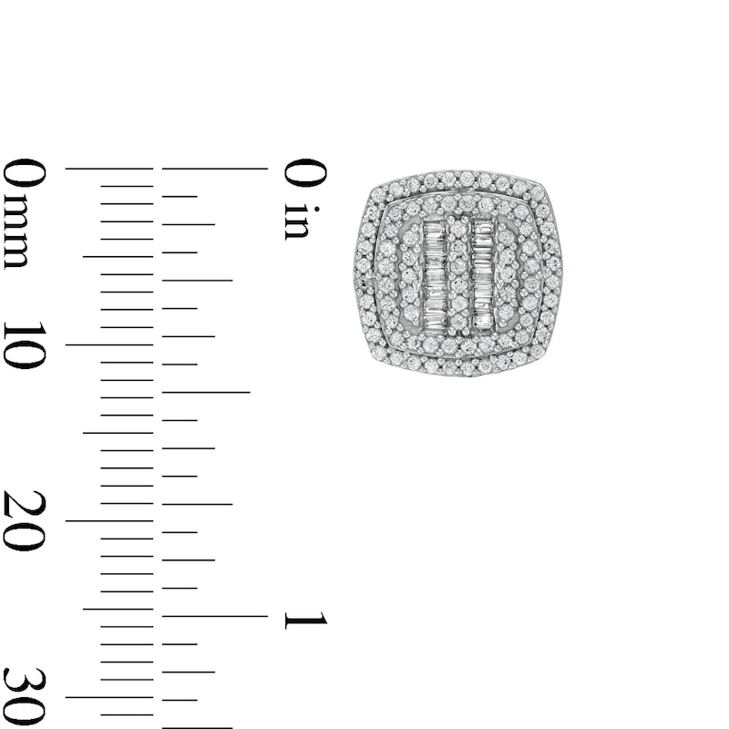 Main Image 2 of 10K Solid Gold 3/4 CT. T.W. Diamond Cushion Frame Studs