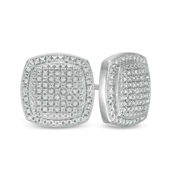 1/4 CT. T.W. Composite Diamond Cushion-Shaped Frame Stud Earrings in Sterling Silver