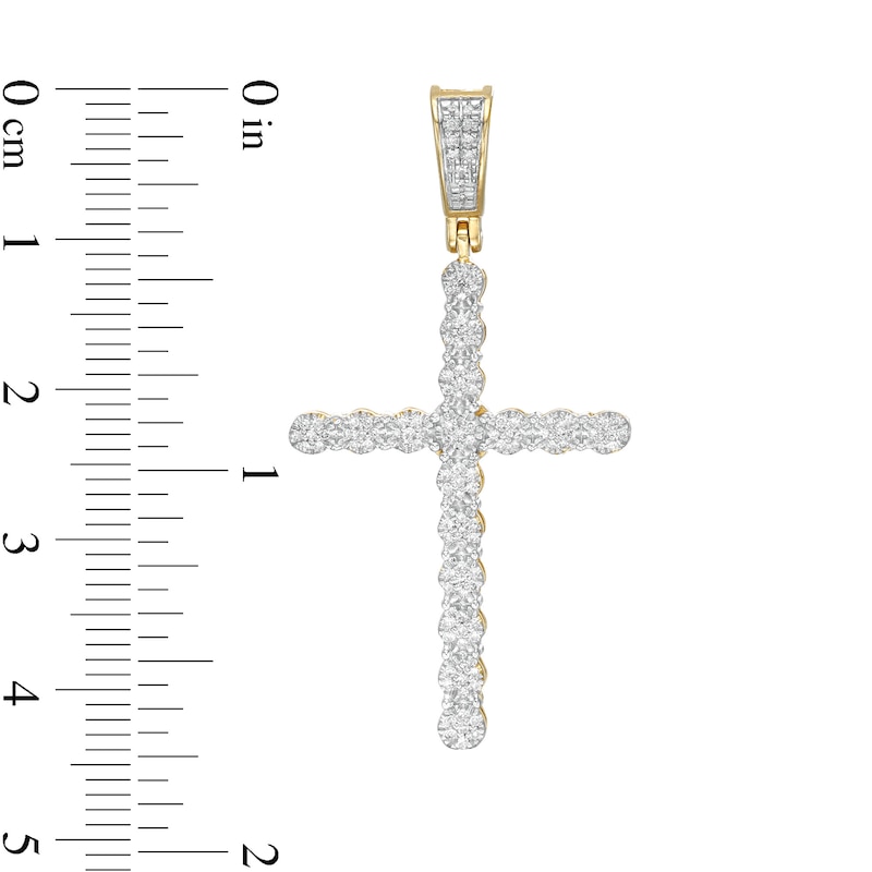 Main Image 2 of 1/5 CT. T.W. Diamond Cross Necklace Charm in 10K Gold