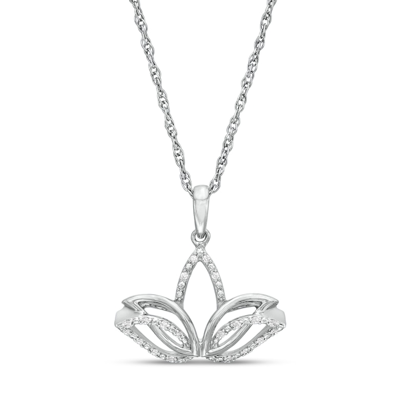 Main Image 1 of 1/20 CT. T.W. Diamond Lotus Flower Outline Pendant in Sterling Silver