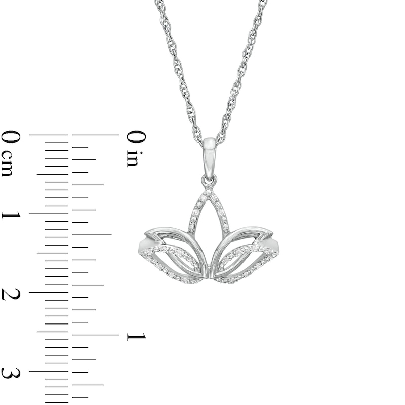 Main Image 2 of 1/20 CT. T.W. Diamond Lotus Flower Outline Pendant in Sterling Silver