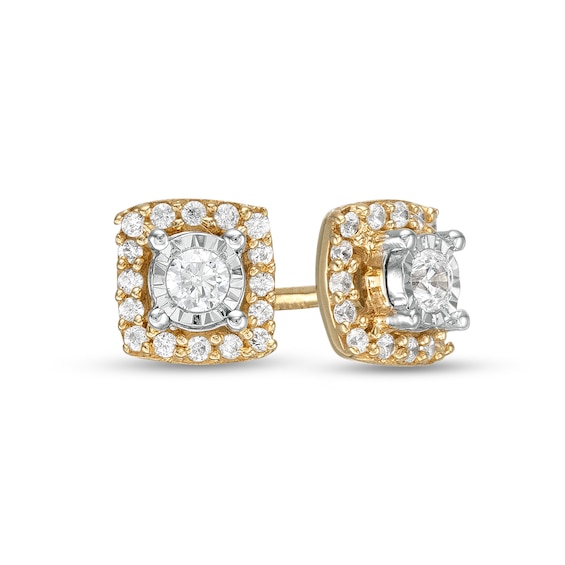 1/6 CT. T.W. Diamond Square Frame Stud Earrings in 10K Gold