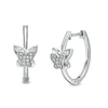 Thumbnail Image 0 of 1/20 CT. T.W. Diamond Butterfly Huggie Hoop Earrings in Sterling Silver