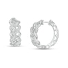 Thumbnail Image 0 of 1/5 CT. T.W. Diamond Cuban Curb Chain Huggie Hoop Earrings in Sterling Silver