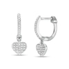 Thumbnail Image 0 of 1/10 CT. T.W. Diamond Heart Drop Earrings in Sterling Silver