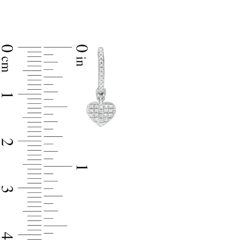 1/10 CT. T.W. Diamond Heart Drop Earrings in Sterling Silver