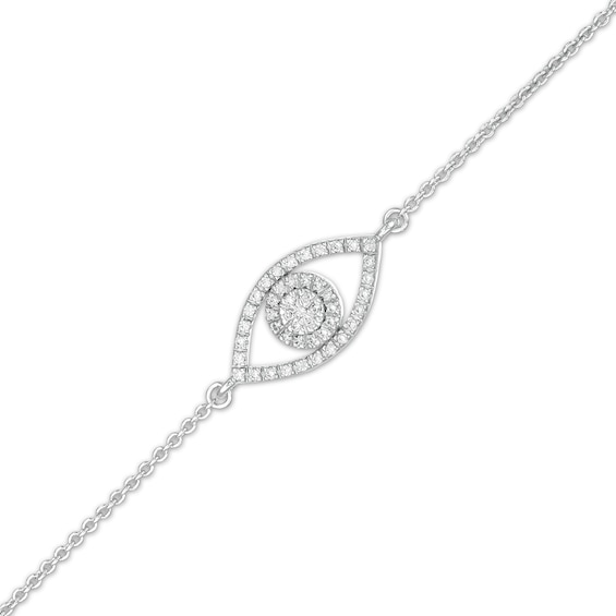 1/8 CT. T.W. Diamond Evil Eye Bracelet in Sterling Silver – 7.25"