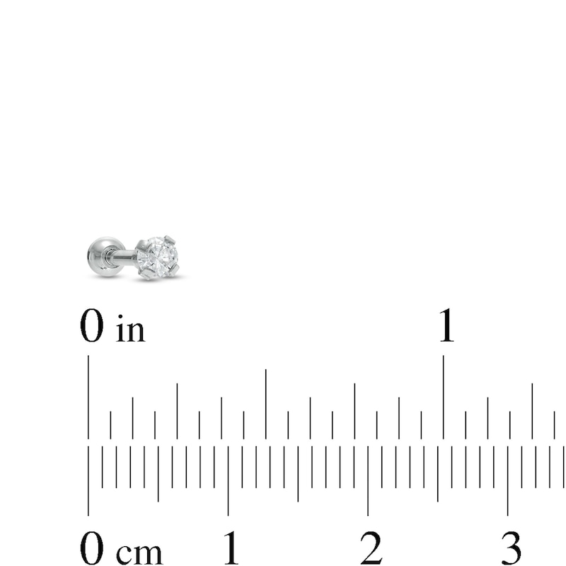 Main Image 2 of 018 Gauge 3mm Cubic Zirconia Solitaire, Chevron and Ball Cartilage Barbell Set in Stainless Steel and Brass