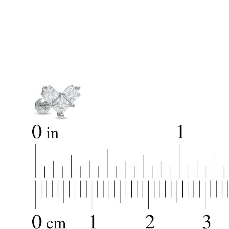 Main Image 3 of 018 Gauge 3mm Cubic Zirconia Solitaire, Chevron and Ball Cartilage Barbell Set in Stainless Steel and Brass