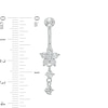 Thumbnail Image 2 of 014 Gauge Cubic Zirconia Double Dangle Flower Belly Button Ring in Solid Stainless Steel and Brass