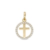 Thumbnail Image 0 of Child's Cubic Zirconia Cross Open Circle Frame Necklace Charm in 10K Gold