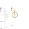 Thumbnail Image 2 of Child's Cubic Zirconia Cross Open Circle Frame Necklace Charm in 10K Gold