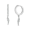 Thumbnail Image 1 of Cubic Zirconia Lightning Bolt Dangle Drop Earrings in Sterling Silver