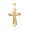 Thumbnail Image 1 of Diamond-Cut and Bead Frame Point-Ends Gothic-Style Cross Necklace Charm in 10K Gold