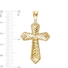 Thumbnail Image 2 of Diamond-Cut and Bead Frame Point-Ends Gothic-Style Cross Necklace Charm in 10K Gold