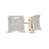 Thumbnail Image 1 of 1/4 CT. T.W. Square Composite Diamond Concave Frame Stud Earrings in 10K Gold - XL Post