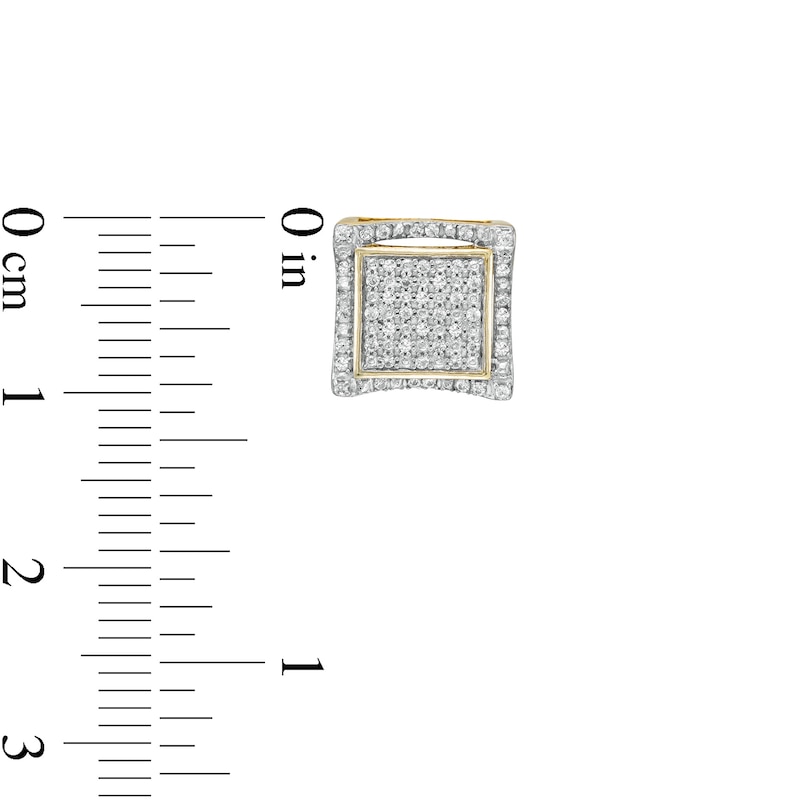 1/4 CT. T.W. Square Composite Diamond Concave Frame Stud Earrings in 10K Gold - XL Post