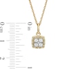 Thumbnail Image 2 of 1/6 CT. T.W. Quad Diamond Beaded Cushion Frame Drop Pendant in 10K Gold