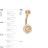 Thumbnail Image 1 of 014 Gauge Cubic Zirconia Frame Faceted Sunburst Belly Button Ring in 10K Gold