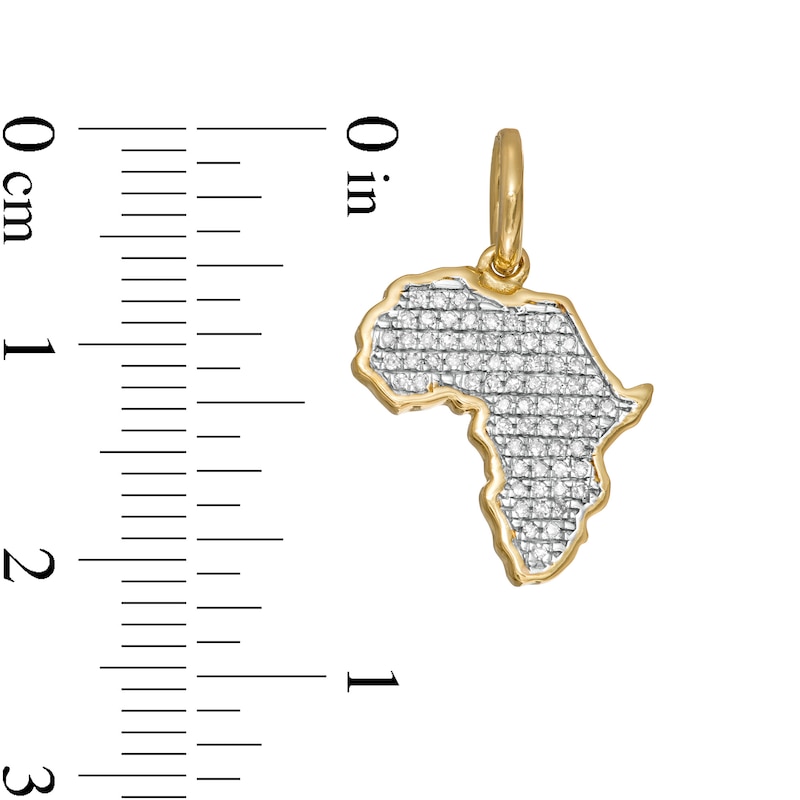 Main Image 2 of 1/8 CT. T.W. Diamond Pavé Africa Necklace Charm in 10K Gold