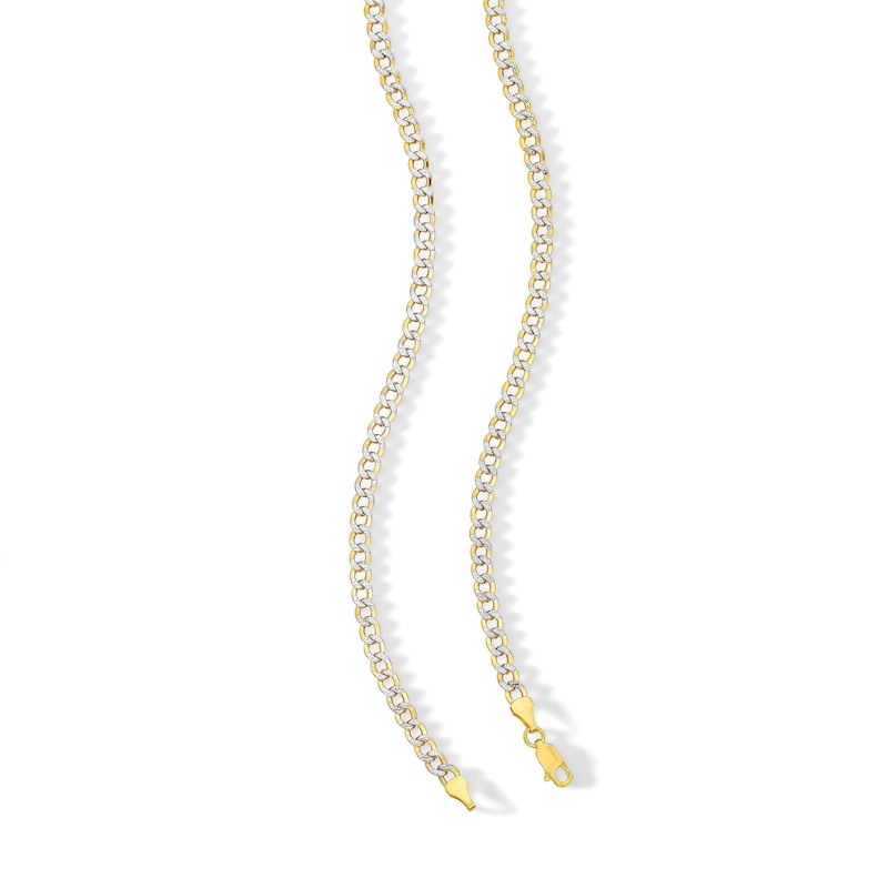 Main Image 4 of 10K Semi-Solid Gold Diamond-Cut Rounded Curb Chain Made in Italy - 20&quot;