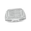 Thumbnail Image 1 of 1/4 CT. T.W. Diamond Raised Multi-Row Rectangle Top Ring in Sterling Silver