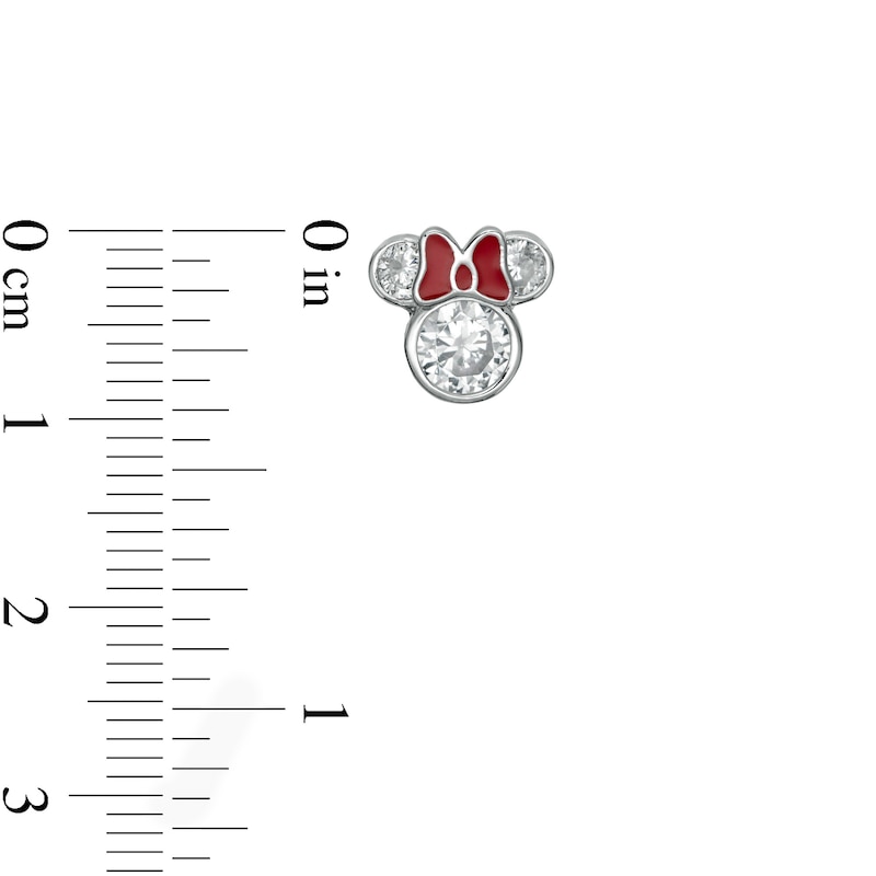 Main Image 2 of Child's Cubic Zirconia ©Disney Minnie Mouse with Red Enamel Bow Stud Earrings in Sterling Silver