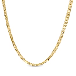 080 Gauge Diamond-Cut Hollow Double Curb Chain Necklace in 10K Gold - 16&quot;