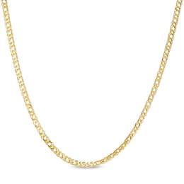 050 Gauge Diamond-Cut Rambo Curb Chain Necklace in 10K Hollow Gold - 18&quot;