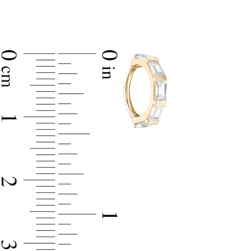 Main Image 2 of 018 Gauge Baguette Cubic Zirconia 8mm Five Stone Cartilage Hoop in 10K Gold - 5/16&quot;