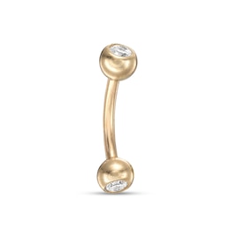 018 Gauge Cubic Zirconia 8mm Curved Barbell in 10K Gold - 5/16&quot;