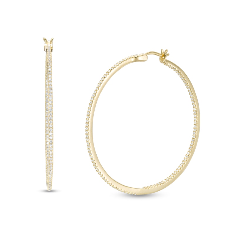 Main Image 1 of Cubic Zirconia 43mm Inside-Out Hoop Earrings in 18K Gold Over Silver