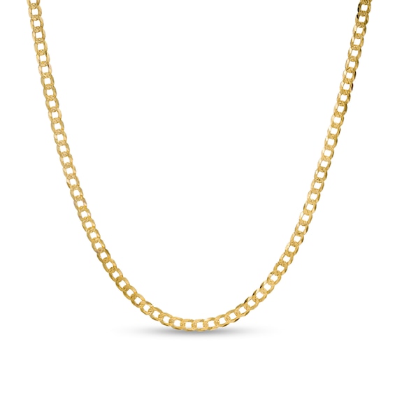 10K Solid Gold Diamond-Cut Pavé Curb Chain - 18"