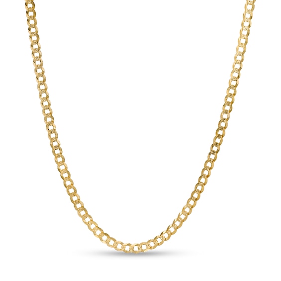 10K Solid Gold Diamond-Cut Pavé Curb Chain - 20"