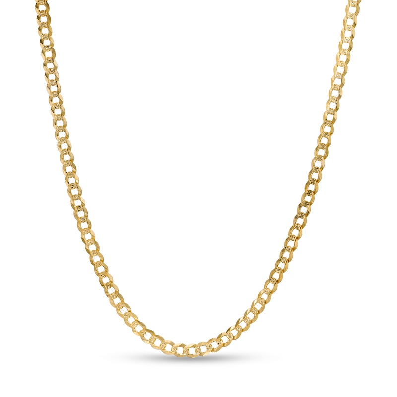 Main Image 1 of 10K Solid Gold Diamond-Cut Pavé Curb Chain - 20&quot;