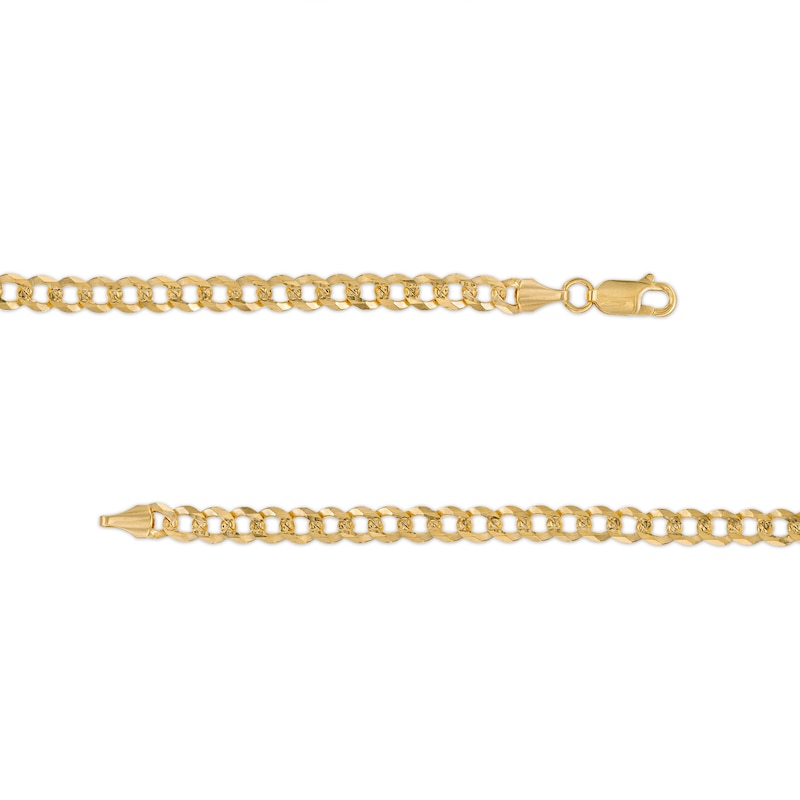 120 Gauge Diamond-Cut Pavé Curb Chain Bracelet in 10K Solid Gold - 8.5"