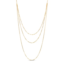 Mirror Flat-Link Chain Triple Strand Necklace in 18K Gold Over Silver