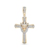 Thumbnail Image 1 of 1/2 CT. T.W. Diamond and Lab-Created Ruby Crowned Lion Cross Necklace Charm in 10K Gold