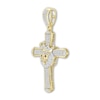 Thumbnail Image 2 of 1/2 CT. T.W. Diamond and Lab-Created Ruby Crowned Lion Cross Necklace Charm in 10K Gold