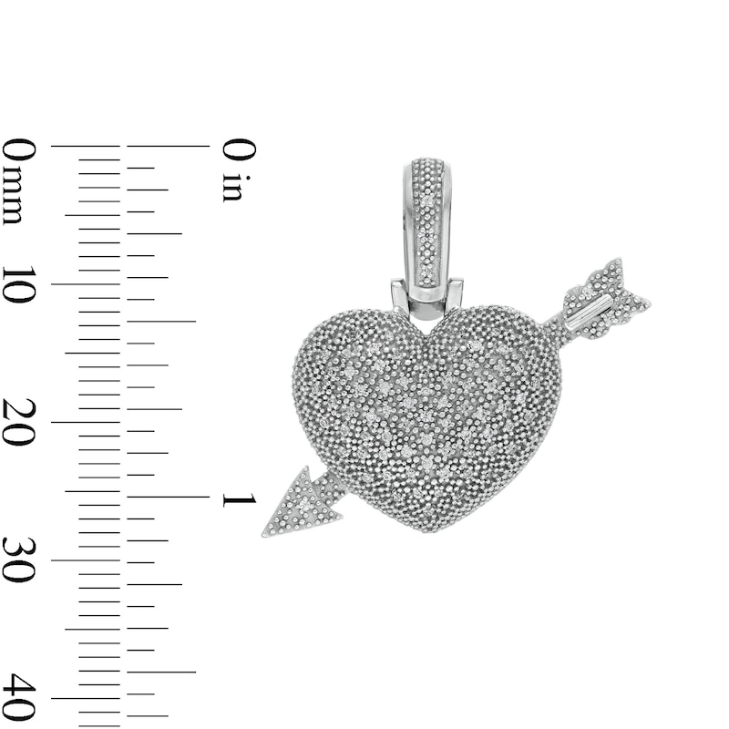 Main Image 4 of 1/6 CT. T.W. Diamond Heart Arrow Necklace Charm in Sterling Silver