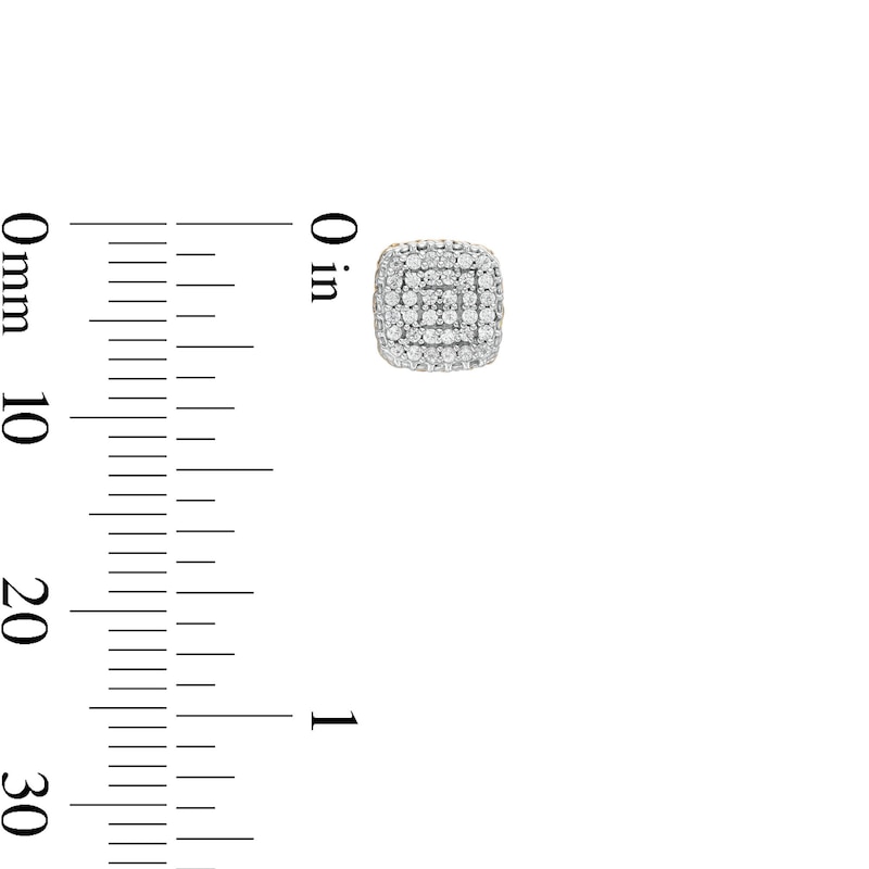 Main Image 2 of 1/6 CT. T.W. Composite Cushion-Shaped Diamond Cuban Outer Edge Stud Earrings in 10K Gold