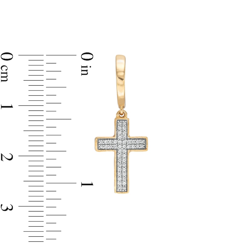 Main Image 2 of 1/6 CT. T.W. Diamond Cross Drop Earrings in 10K Gold