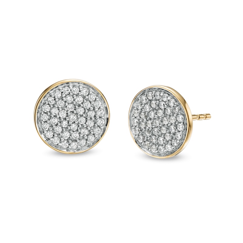 Main Image 1 of 1/4 CT. T.W. Composite Diamond Disc Stud Earrings in 10K Gold