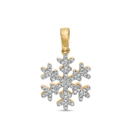 1/8 CT. T.W. Diamond Pavé Snowflake Solid Necklace Charm in 10K Gold