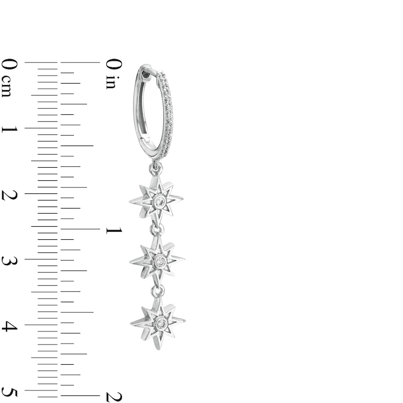 1/6 CT. T.W. Diamond Starburst Dangle Triple Drop Earrings in Sterling Silver