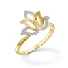 Thumbnail Image 3 of 1/15 CT. T.W. Diamond Lotus Flower Outline Ring in 10K Gold